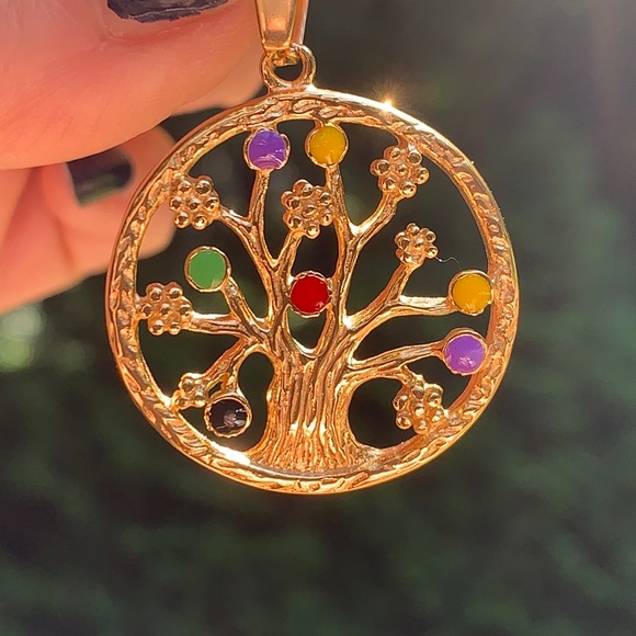 New Gold Tone Stainless Steel Tree of Life Pendant - Picture 1 of 10